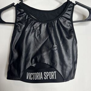 Victoria's Secret Victoria Sport Women's Size Small Black Satin Sports Bra